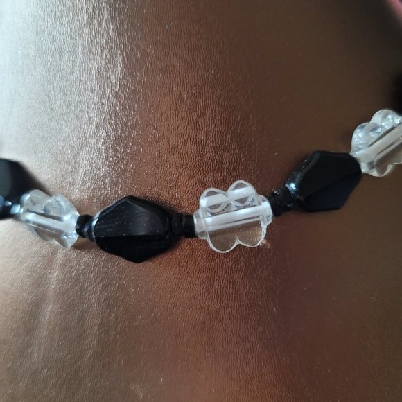 Antique Art Deco Faceted Czech Glass & Silver Necklace - Picture 2 of 4